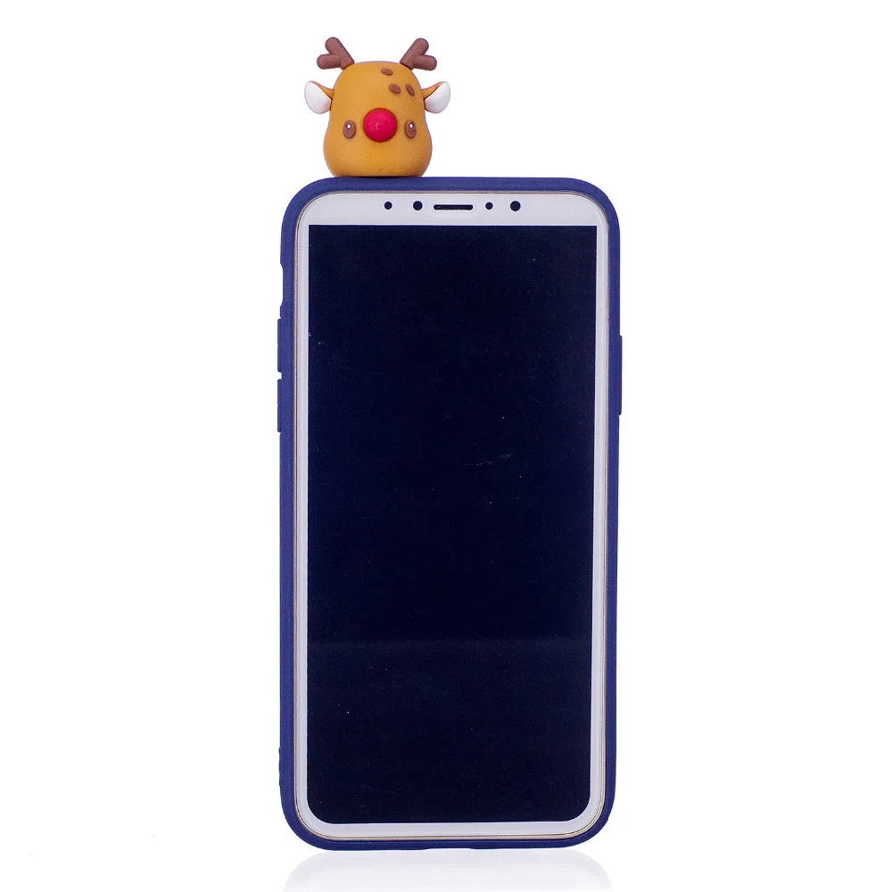 3D Christmas Moose Santa Claus Phone Case For iPhone XR XS Max X 8 7 6S 6 Plus Cute Soft TPU Cover 5 5S SE Cases |