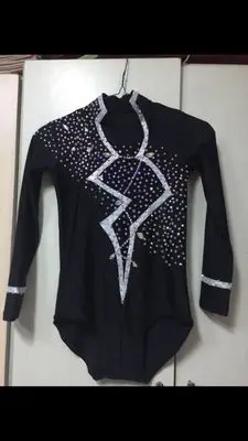 Платье для катания на коньках с длинным рукавом украшенное кристаллами|Бальные