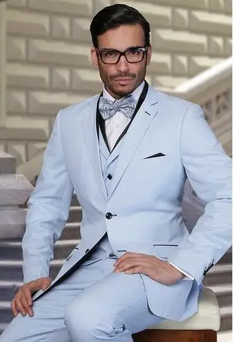 Весенние мужские костюмы индивидуальный пошив светло-голубые для свадьбы