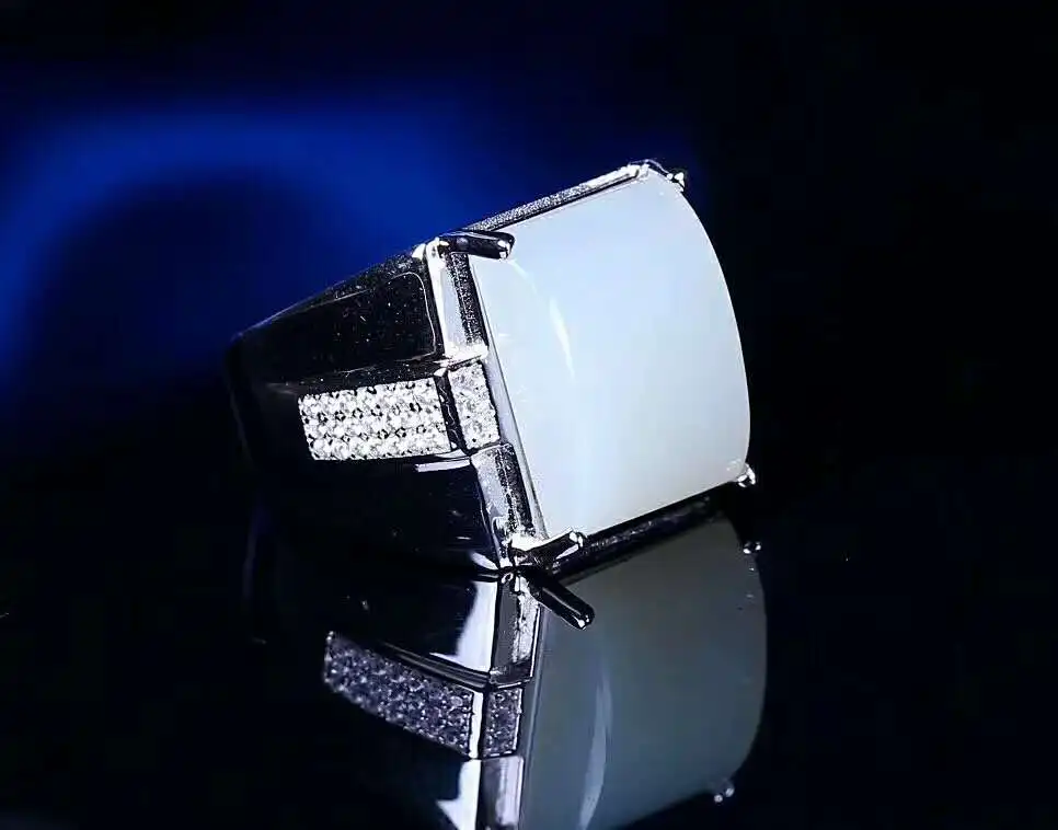 Hetian jade silver the latest white ring neutral design h28# | Украшения и аксессуары