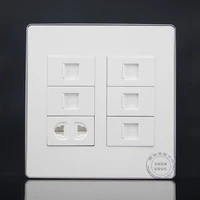 120x120mm wall socket plate five rj11 cat3 telephone two hole power socket panel faceplate outlet