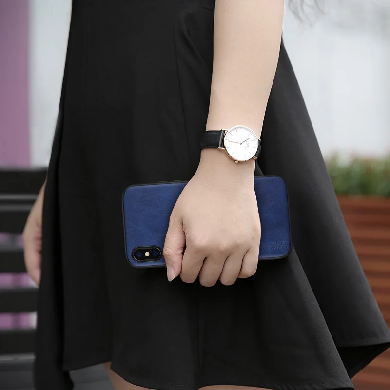 New Fall-Proof Protective Leather Case For iPhone 6 7 8 Plus Cover Iphone Xs Retro-Textured Mobile Phone |