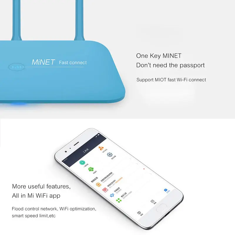 Новый оригинальный Xiaomi Mi роутер 4Q 3 антенны синий беспроводной 2 4G 802.11b/g/n 450 Мбит/с