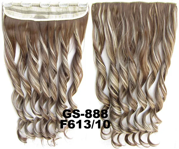 GS888 Color F613-10 Girlshow, 5 клипов, синтетические волосы для наращивания, волнистые, женский парик, волосы шиньон-хвост, 87 цветов, 130 г, 60 см, 1 шт - Цвет: GS888 Color F613-10