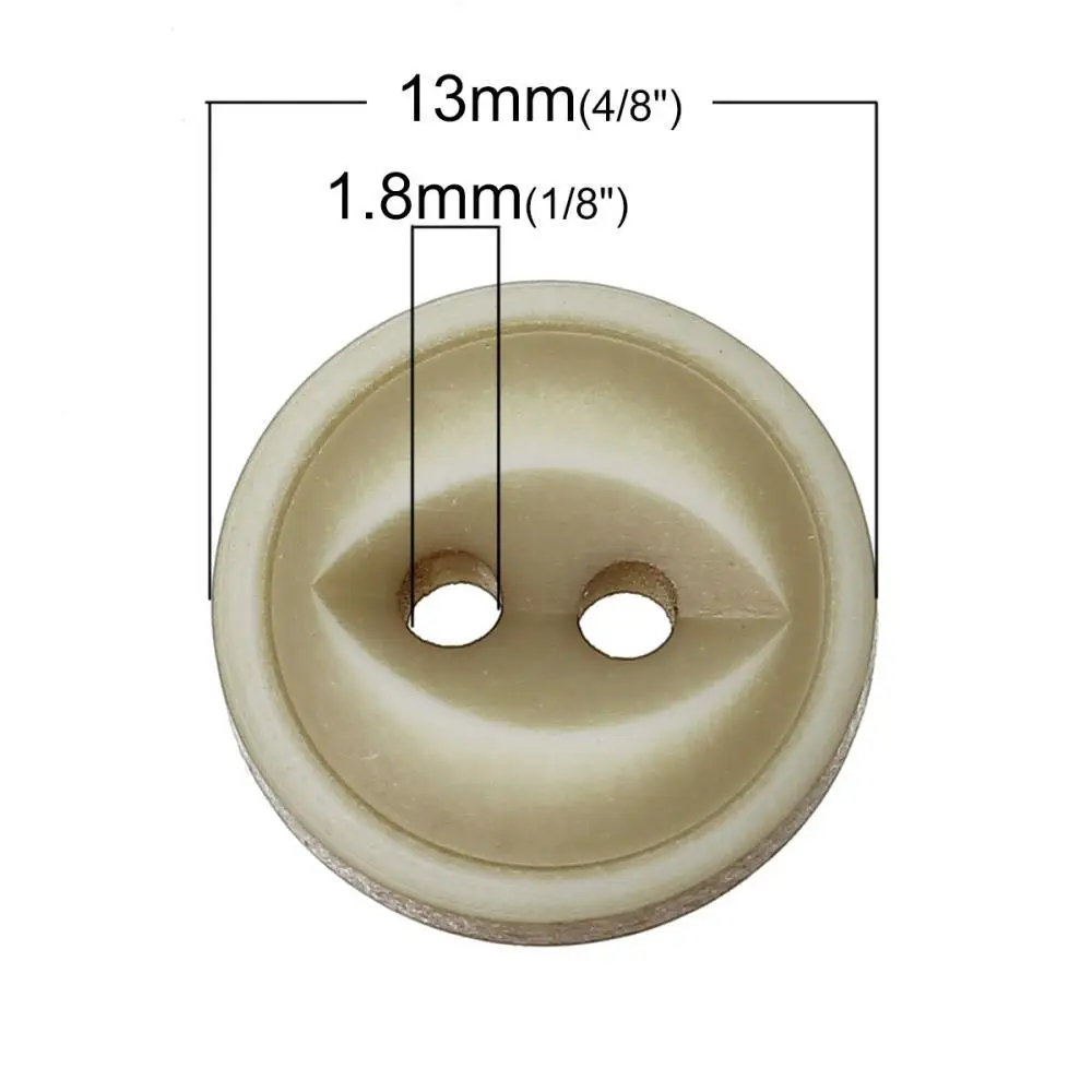 Resin Sewing Scrapbooking Button Round Khaki Two Holes Eye Pattern 13.0mm Dia 100 PCs 2015 new | Дом и сад