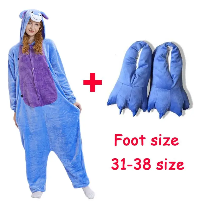 Clothes Shoes 31-38 Ainclu Eeyore Пижама с ослом цельная Пижама костюмы животных костюмы для взрослых фланелевые Мультяшные животные Новые комбинезоны костюм пижамы - Цвет: Clothes Shoes 31-38