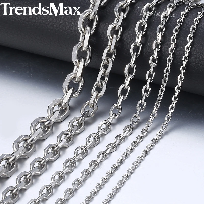 

3-10mm Stainless Steel Necklace For Men Women Silver Color Cable Link Chain Necklace Men Fashion Hiphop Jewelry 18-36" KNM31
