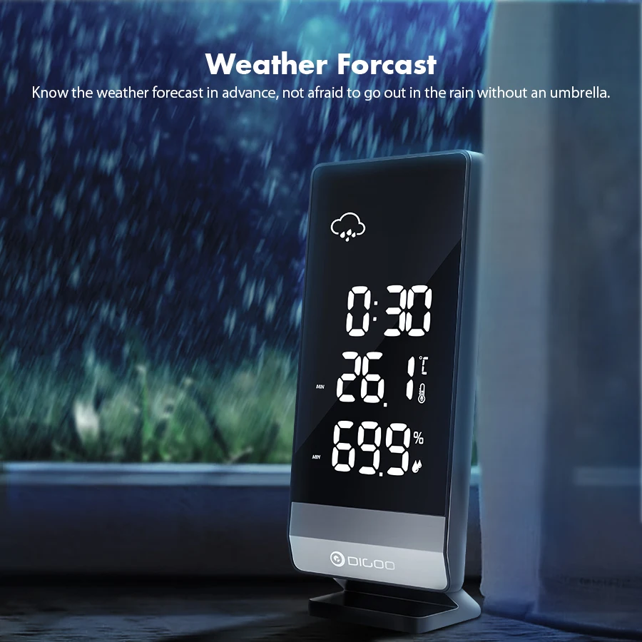 Digoo DG-TH11400 погоды 12/24 часов дисплей Крытый Температура Влажность функция повтора будильника Часы