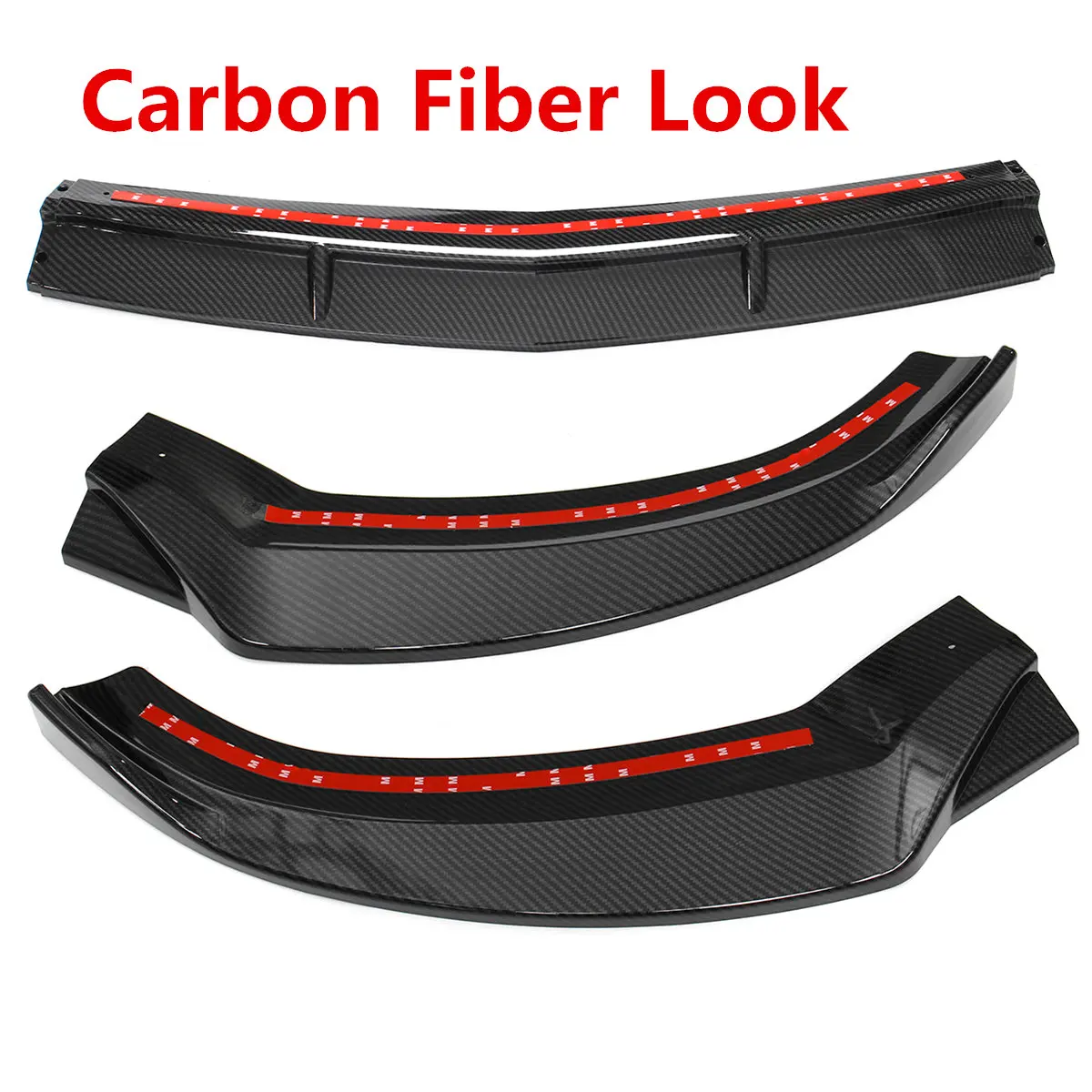 Carbon Fiber Look 3 шт. W205 Автомобильная Передняя губка подбородок бампер спойлер разветвители кузова Комплект для Mercedes для Benz c-класс W205 C250 C300 C350 - Цвет: Carbon Fiber Look