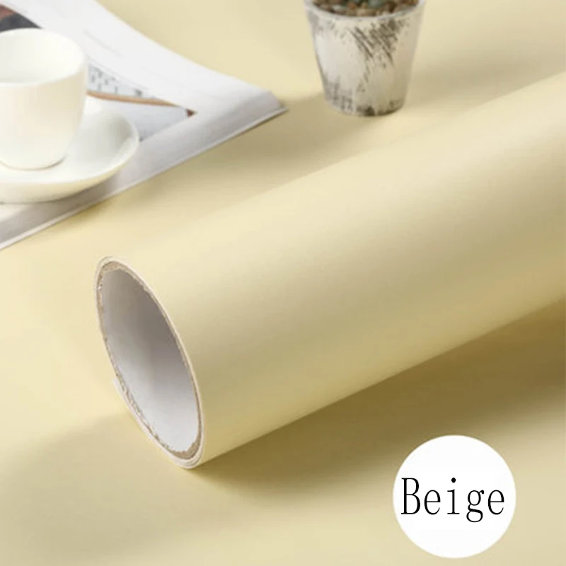 Matt Beige 1 метр водонепроницаемые ПВХ мраморные цветные обои самоклеящиеся современные настенные наклейки для гостиной кухни декор для комнаты пленка - Цвет: Matt Beige