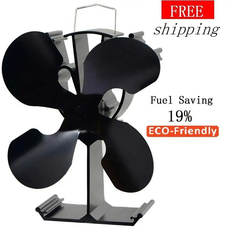 

4 Blades Heat Powered Stove Fan(Black)+ 19% Fuel Saving Stove Fan For Wood Burner/Fireplace-Eco Friendly