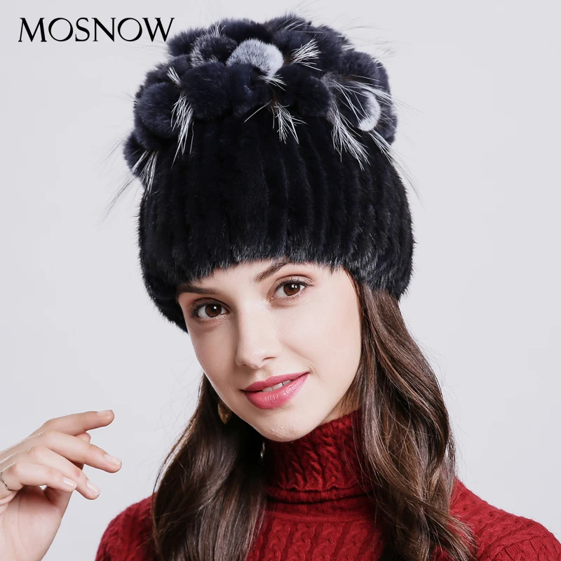 Норковый мех женская шапка мода меховой цветок из кролика Рекс высокое качество