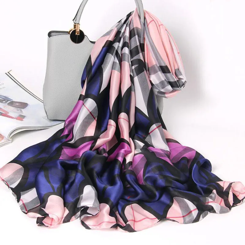 

Summer Luxury Brand Women Scarf Soft Silk Scarves Female Shawls Foulard Beach Wraps Silk Muslim Headscarf