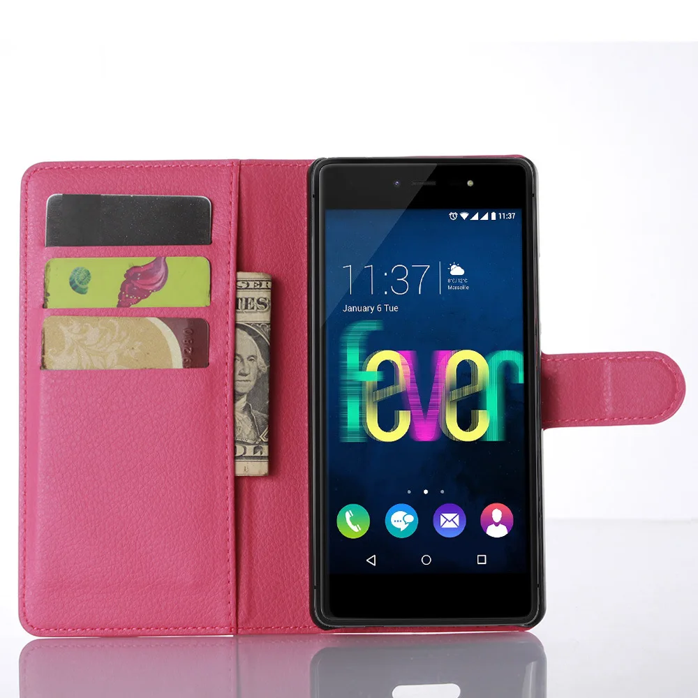 Роскошный защитный чехол для Wiko Fever 4G телефона с подставкой кошелек кожаный