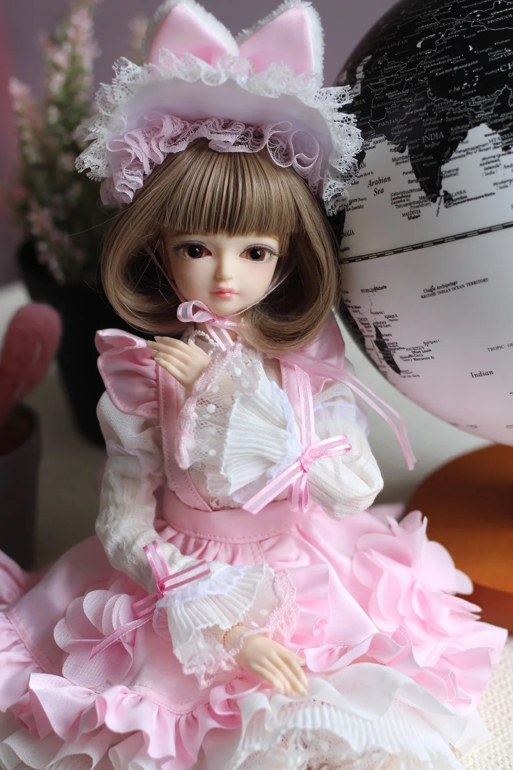 Одежда для 1/4 BJD 45 см розовый цвет девочек с принтом кролика Наряд дамские сапоги