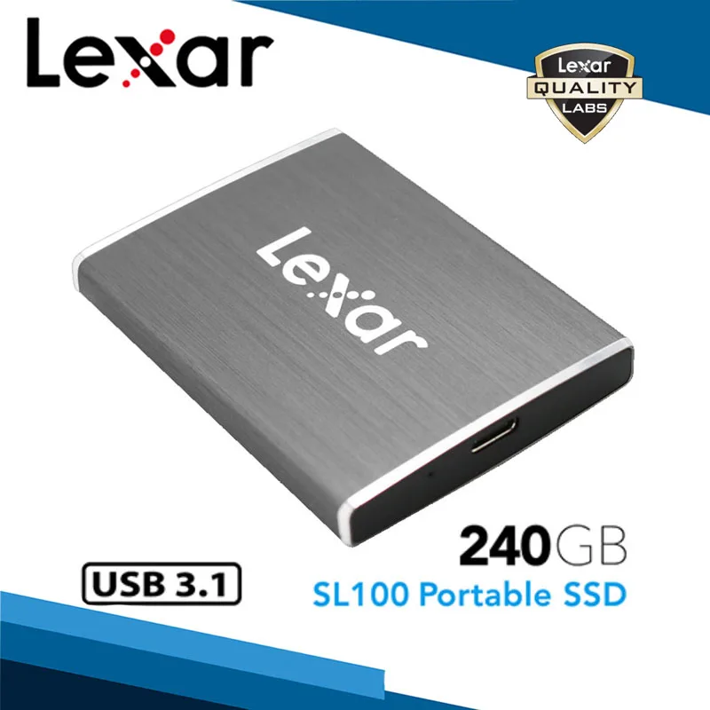 Lexar SL100 SSD AES-256 512G Мобильный твердотельный накопитель большой емкости USB 3,1 type C Жесткий Диск высокоскоростной светодиодный USB3.1