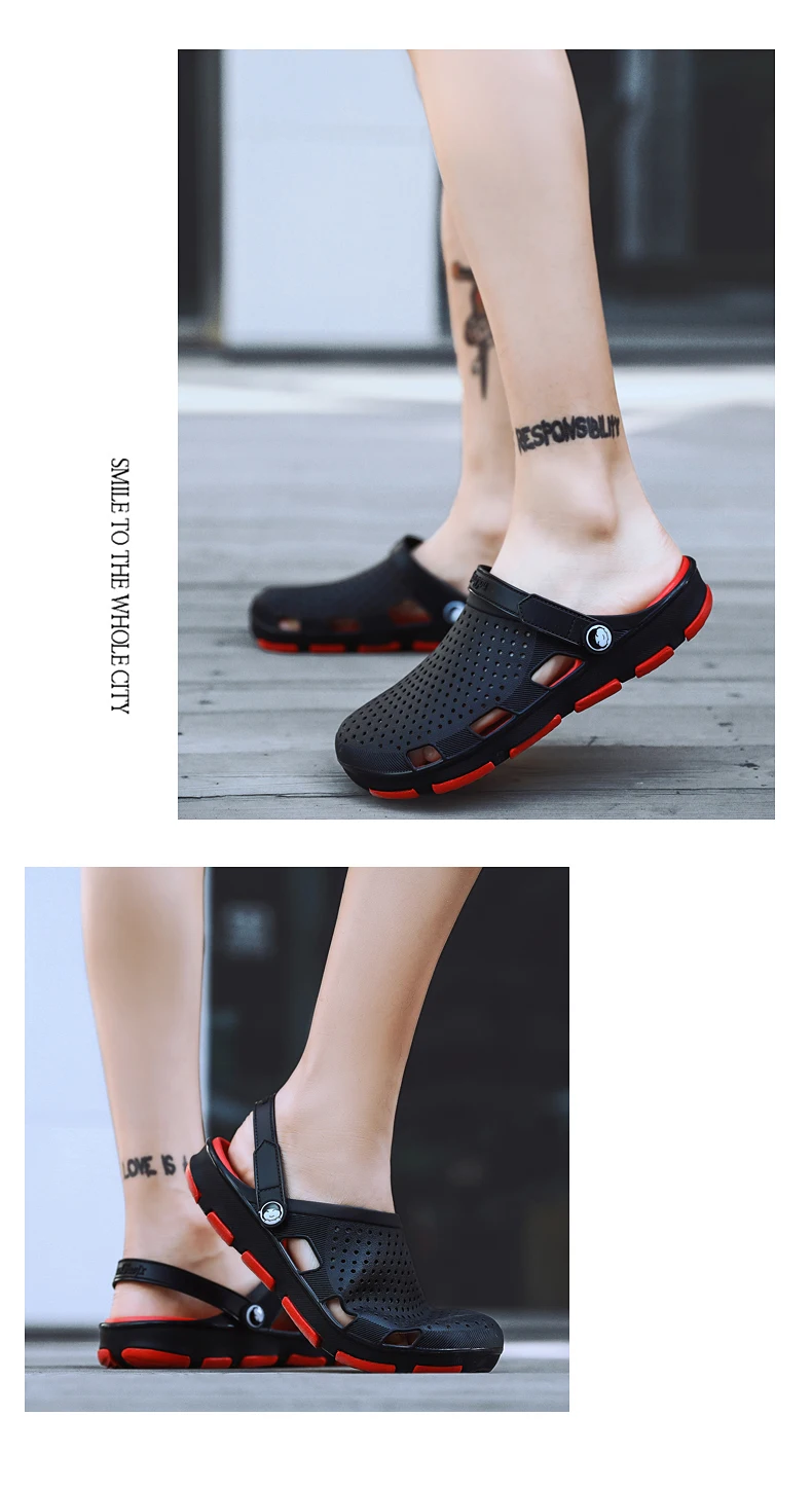 Crocse Comfortable Men Pool Sandals Summer Outdoor Beach Shoes men Slip On Garden Clogs Casual Water Shower Slippers Indoor
