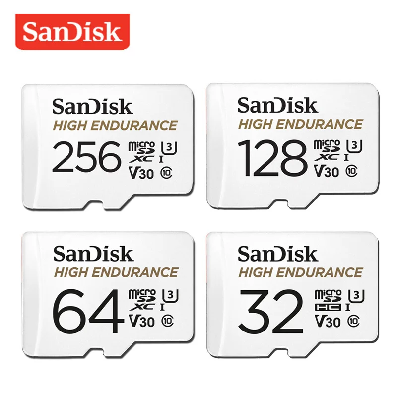 Двойной Флеш-накопитель SanDisk высокая выносливость видео мониторинга карты MicroSD объемом памяти 32 Гб или 64 ГБ, Class10 100 МБ/с. TF карту идеальной для видеорегистраторы и домашнего видео м