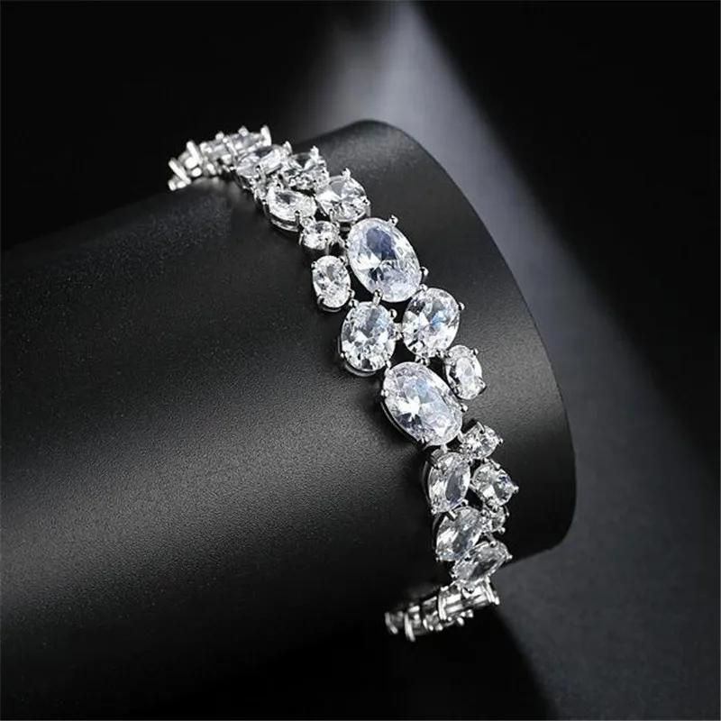 Fyla Mode Роскошные хрустальные браслеты для женщин дамы серебряный цвет браслет