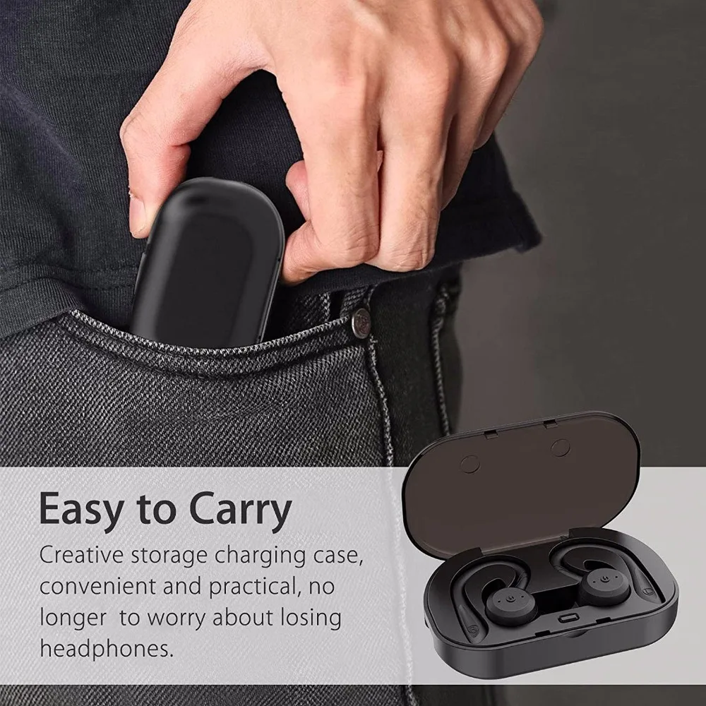 TWS настоящие беспроводные наушники V5.0 Bluetooth наушники IPX7 водонепроницаемые 3D стерео звук беспроводные наушники с 650 мАч зарядный чехол