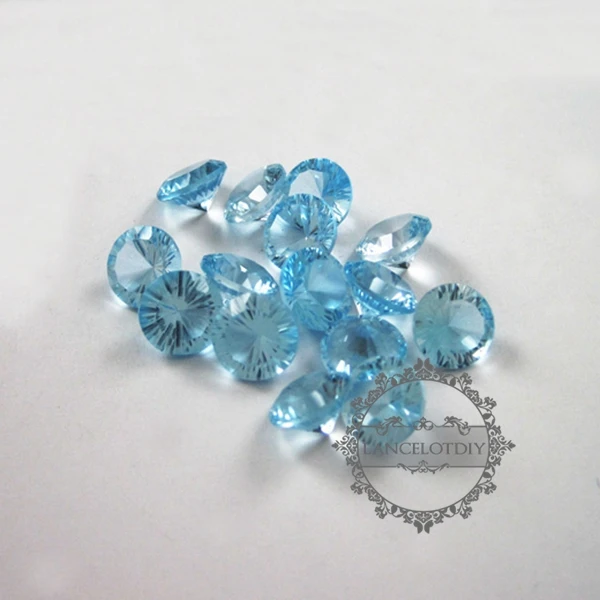 

8-8.5mm round faceted cut natural sky blue loose stone DIY cabochon 4110107