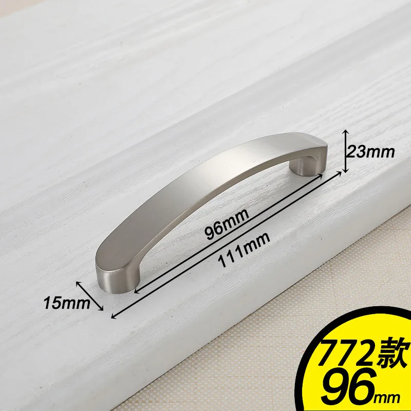 772-96 MM AOBT кухонные ручки для шкафа, круглая ручка Матовый никель 96 мм 128 мм 160 мм ручка для мебели для ящика шкафа тянет алюминиевый сплав 773 - Цвет: 772-96 MM