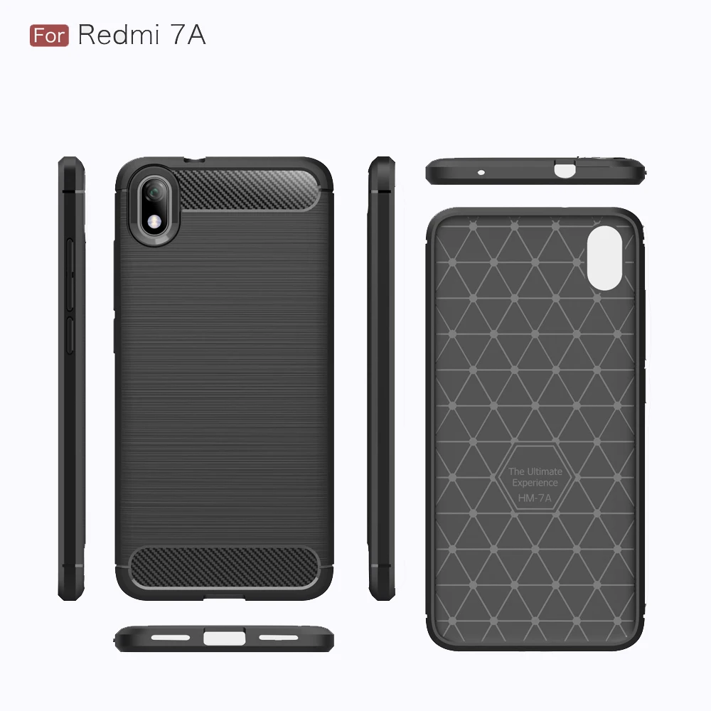 For Xiaomi Redmi 7A Case on 5.45 inch Brushed Carbon Fiber Protective for 7 A Cover | Мобильные телефоны и аксессуары