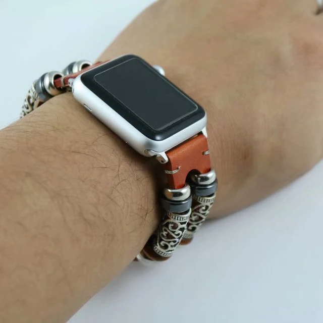 Браслеты для iwatch ремешок серии 1 2 3 двойной круг винтажные тканые кожаные