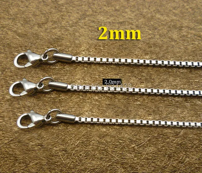 Бесплатная доставка ожерелья из нержавеющей стали 2 мм квадратные цепочки модные