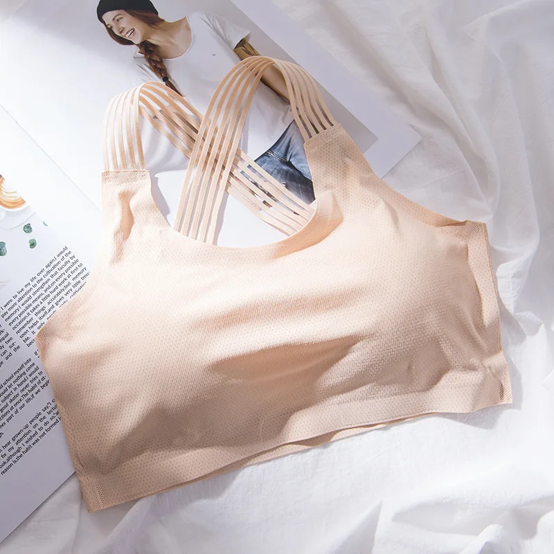 CHRLEISURE размера плюс женский спортивный бюстгальтер дышащая сетка без