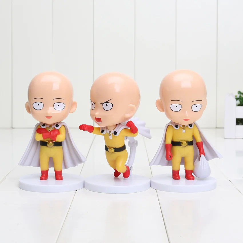 figure with base 3 шт./компл. 10 см аниме ONE PUNCH MAN фигурку Nendoroid Сайтама Цифры брелок ONE PUNCH-MAN/Сайтама модель игрушки - Цвет: figure with base