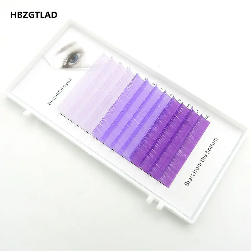 HBZGTLAD C/D 0,07/0,1 мм 8-15 мм Ложные ресницы синий+ зеленый+ фиолетовый+ белый ресницы индивидуальные цветные ресницы из искусственной кожи, ресниц для наращивания