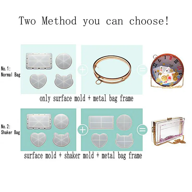 Смола Сердце шейкер Сумка Силиконовые формы DIY ясно сумкиогофункциональная