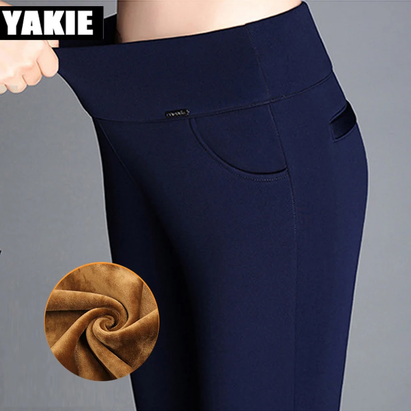 4XL Plus size Women's Winter Pencil Pants Warm Thick Size Casual Elastic Female high waist for Women pantalon mujer | Женская одежда