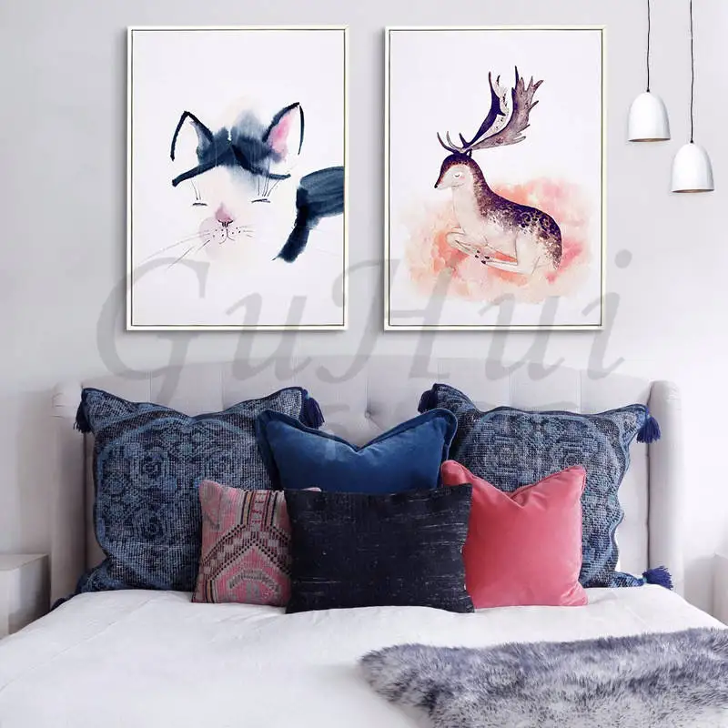 Скандинавский цветной спрей мультяшный Кот лось птица фламинго декоративная