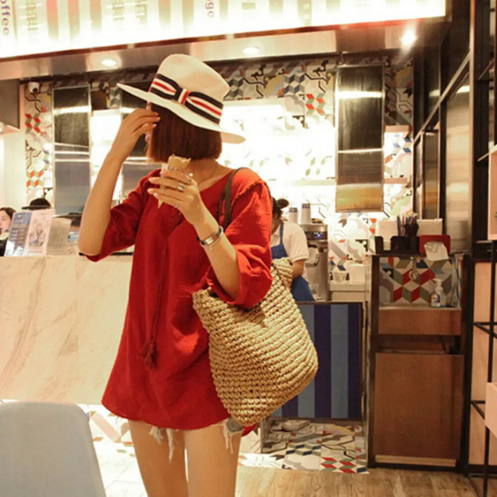 

Beach Summer Handmade Straw Vintage Handbag Large Capacity Women Bohemia Tote Rattan Female Summer Shoulder Bags