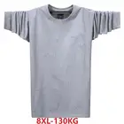 Футболка мужская с длинным рукавом, Повседневная Свободная однотонная тонкая, зеленая, черная, большие размеры 6XL 7XL 8XL, Осень-зима