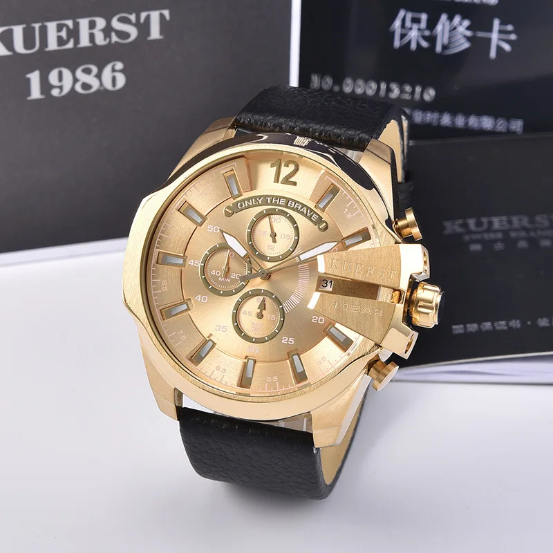 4360 Роскошный бренд KUERST G style shock Series новые мужские спортивные часы мужские водонепроницаемые кварцевые часы модные с кожаным ремешком хронограф - Цвет: 4360