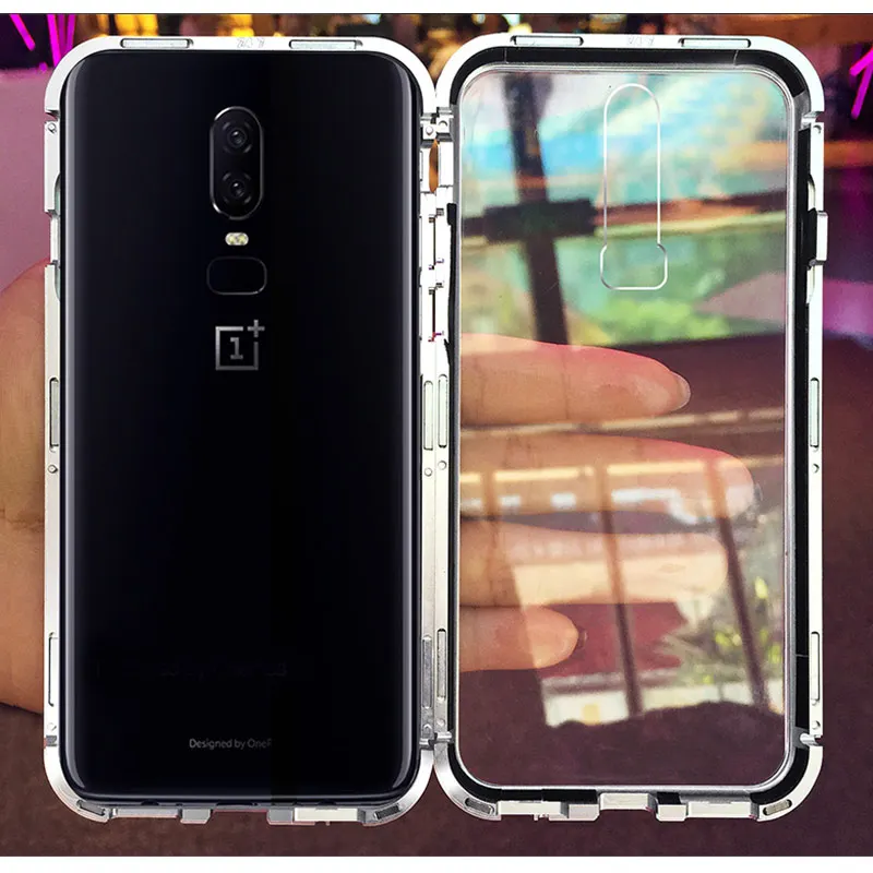 Oneplus 6 Чехол Магнитный чехол из закаленного стекла для телефона One Plus