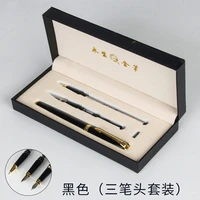 luxury high quality 9101 double nib 0 5 1 0 transparent office finance fountain pen student metal ink pens set gift packing