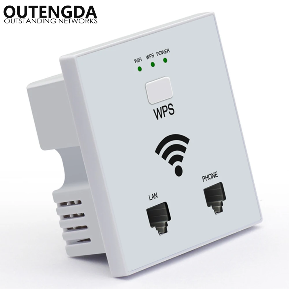 Розетка настенная с поддержкой Wi Fi 300 Мбит/с RJ45 RJ11|in wall wifi|in wallwifi ap |