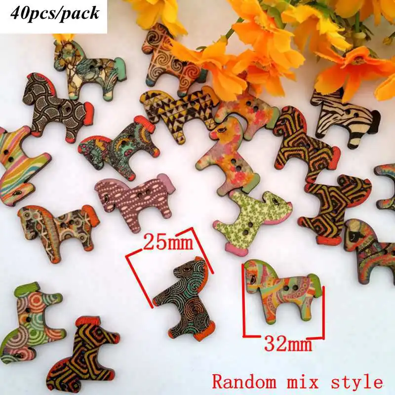 Style 4 40pcs 20-50 шт красочные 2 отверстия деревянные Кнопки для скрапбукинга ремесла DIY Детские аксессуары для шитья одежды декоративные пуговицы L-1 - Цвет: Style 4 40pcs