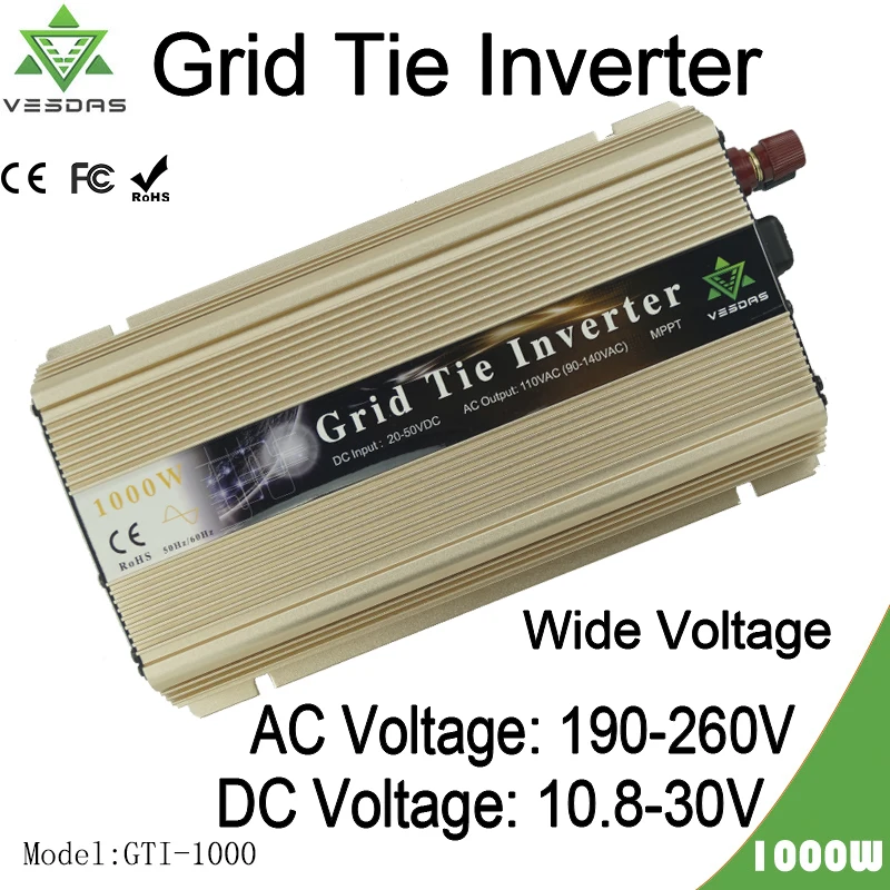 Бесплатная доставка 1000 Вт Инвертор для солнечной батареи широкий напряжение 10 8