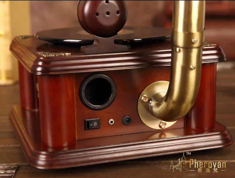 

New pure copper big horn, analog gramophone, retro vintage, functional subwoofer, audio radio special