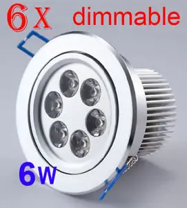 6 X Dimmable 6W LED Recessed Ceiling Down Lights Lamp