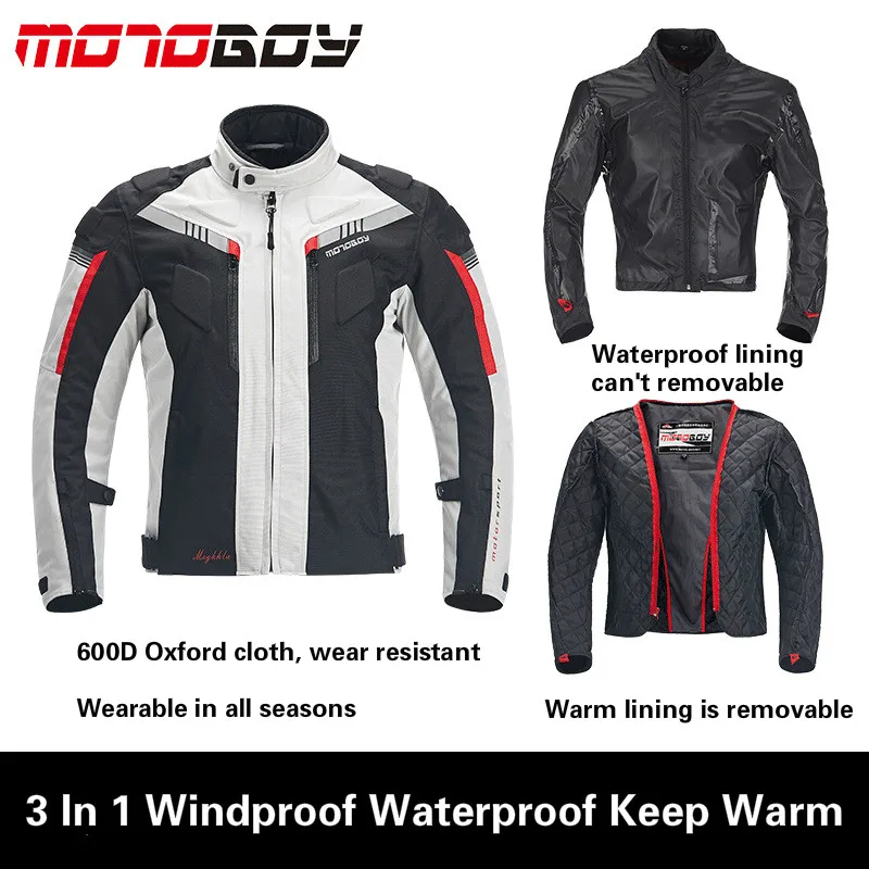Motoboy мужские профессиональные мотоциклетные гоночные куртки брюки водонепроницаемый теплый светоотражающий, для мотокросса пальто четыре сезона 600D Оксфорд