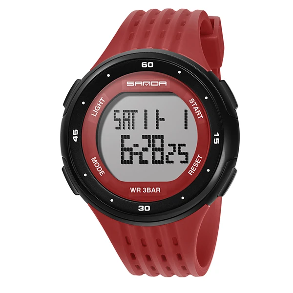 Красный SANDA 338 Fashion Sport Watch Women Electronic LED Digital Watch Waterproof Ladies Wrist watches montre femme relogio feminino - Цвет: Красный
