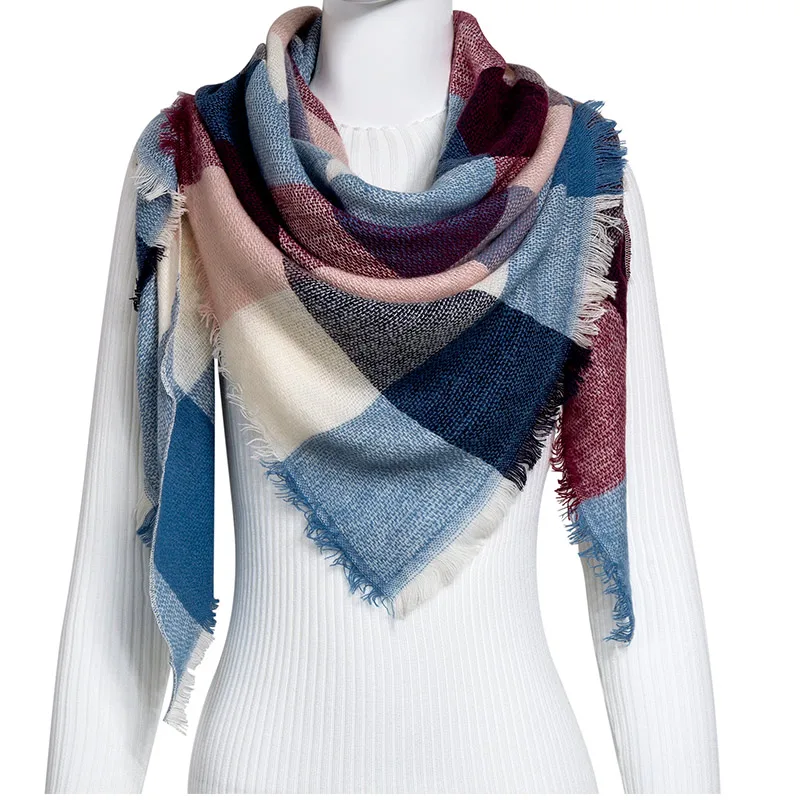 Зимний женский шарф простые удобные кашемировые длинные шарфы с треугольниками