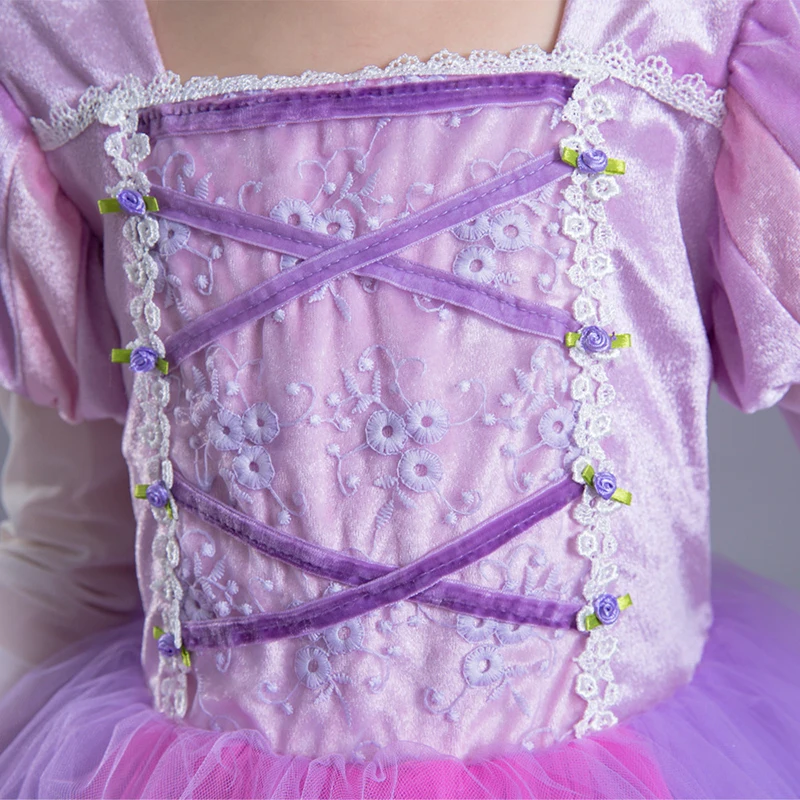 2019 Spring Baby Girl Elsa Dress 6 Layers Mesh Lavender Long Lace Party Ball Gown Kids Princess Costume 4 8 10 12 Y 3L07A | Детская