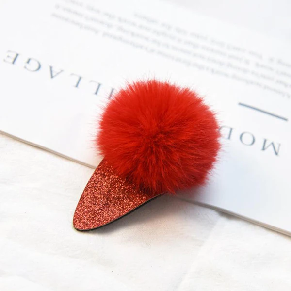 Red Hairpins 1 шт Горячие Симпатичные Детские Плюшевые головной убор большая плюшевая заколка для волос шарик девушки эластичная резинка Твердые заколки красочные аксессуары для волос - Цвет: Red Hairpins